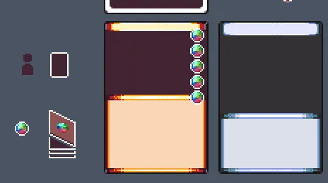 Cards with various HUD icons.