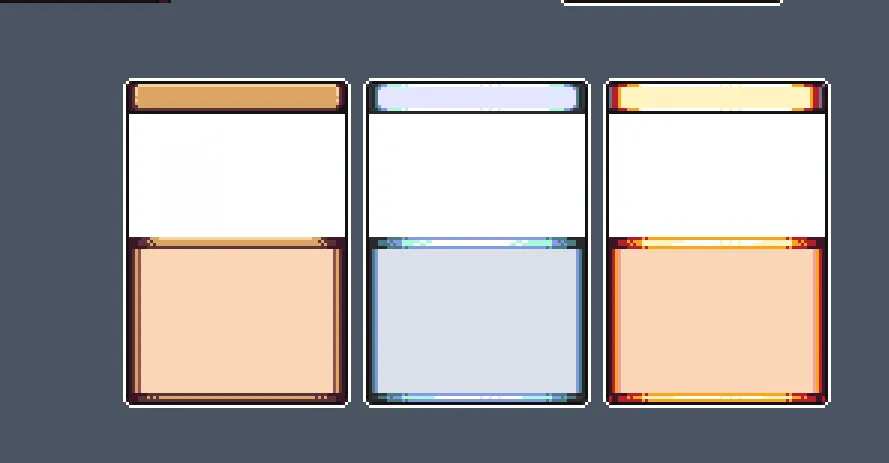 Card frames with white backgrounds.